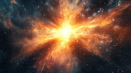 Wall Mural - expanding universe with bright light, stars, and cosmic dust, symbolizing the moment of the big bang