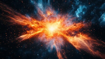 Wall Mural - fiery explosion of gases and dust particles in deep space, representing the birth of the universe th