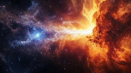 Wall Mural - glowing nebula and galaxy formations in a cosmic explosion scene, showing the moment of the big bang