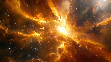 Wall Mural - glowing nebula clouds and stars forming in a vast cosmic explosion, symbolizing the birth of the uni