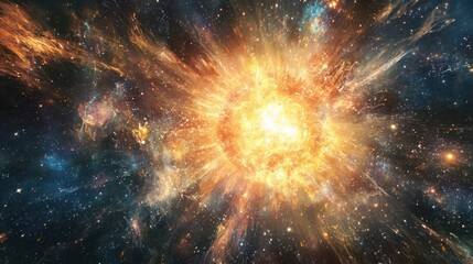 Wall Mural - Radiating cosmic light and energy, representing the intense moment of the universe's birth