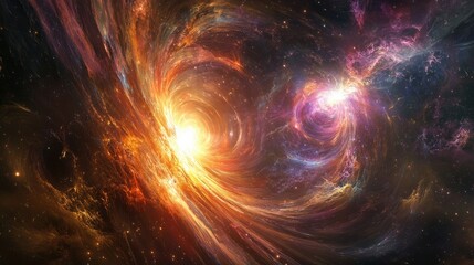 Wall Mural - radiating light and energy waves in deep space, representing the initial moments of the universe's c