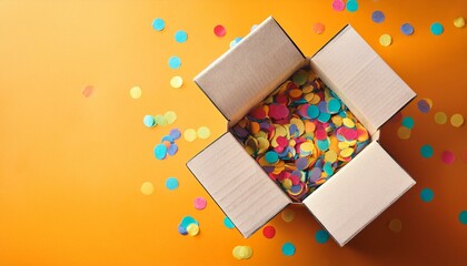 April fools' day concept - surprise package packed with vibrant confetti