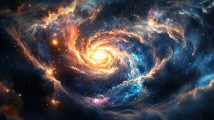 Wall Mural - visualization of the big bang with swirling gases and stars forming, symbolizing the universe's birt