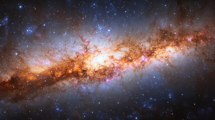 Wall Mural - clear view of the milky way's spiral structure, with bright stars and colorful nebulae scattered thr