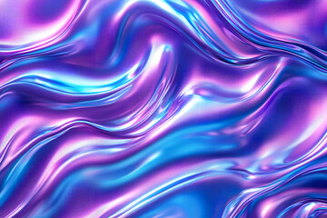 3d render metallic liquid background. abstract neon texture. rainbow 3d holographic foil. wavy gloss