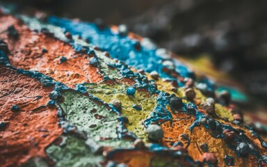 Colorful rock texture. Close-up of a rock surface with vibrant colors, representing the beauty of nature's artistry.