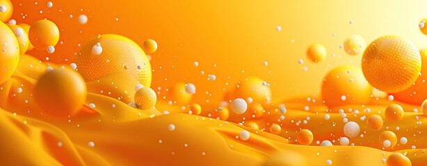 Wall Mural - Abstract orange background with gold lights and glowing dots, wave lines and bokeh effect.