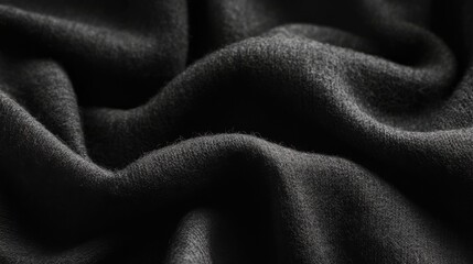 Wall Mural - Black Woolen Fabric Soft Dark. Generative AI