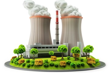 Poster - A scale model of a nuclear power plant facility with details