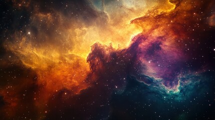 Wall Mural - massive stellar nursery with young stars forming within dense nebula clouds, glowing with vibrant co