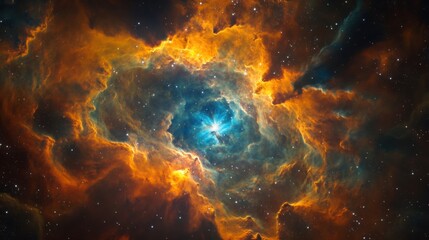Wall Mural - nebula surrounding a newborn star, with swirling gases and vibrant colors representing the star's ea