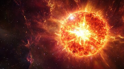Wall Mural - red supergiant star glowing brightly as it expands outward, nearing the end of its life in the unive
