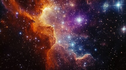 Wall Mural - star cluster with bright young stars and faint, dying stars in a colorful nebula, representing the l