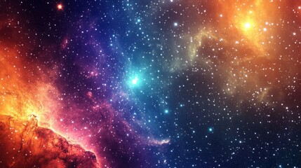 Wall Mural - star cluster with bright young stars and faint, dying stars in a colorful nebula, representing the l