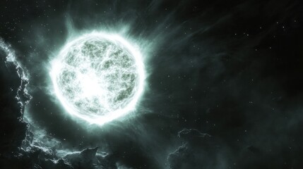 Wall Mural - white dwarf star cooling down in the aftermath of a supernova, glowing faintly in the darkness of sp