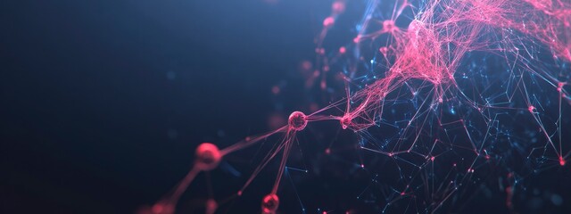 Wall Mural - quantum computing interface displaying entangled particles, soft red and blue glow from the screen