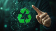 © Thongdee - Businessman pointing at green recycle symbol or sign with his finger on digital display screen. Ecology and environment conservation and sustainability concept