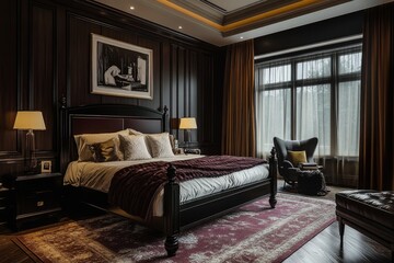 Luxurious Master Bedroom with Modern Interior Design and Stylish Poster