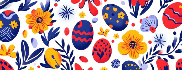 Easter Eggs and Flowers Pattern