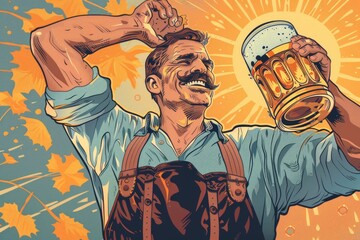 Poster - A person holding a beer mug, a common scene for casual gatherings or celebrations