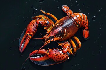 Wall Mural - Two large lobsters sitting on the ocean floor, perfect for marine-themed or seafood-related designs