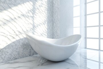 Wall Mural - Modern White Bathroom Interior Design with Bathtub in Contemporary House