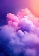 © Georgii - Vibrant Holi festival invitation card template featuring colorful cloud design with pink, purple, and orange hues