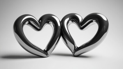 Love Hearts Black White. Generative AI