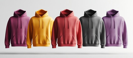 Set Colorful Hoodies Mockup Against a White Background. Mock-up Design Template. Front View. Generate Ai Image