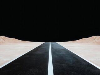 Wall Mural - Empty road with a slight gradient, fading into the darkness, gradient road, fading path