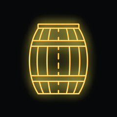 Canvas Print - Bright yellow neon sign in the shape of a wooden barrel, perfect for any bar, pub or restaurant