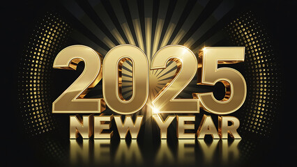 Happy new year Abstract shiny colour 2025 bokeh template with glitter effect on dark background