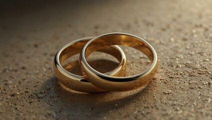 Golden wedding rings in CGI.