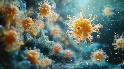 Wall Mural - microscopic view of a virus: a 3d rendering