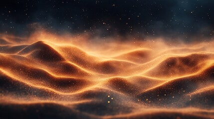 Wall Mural - Golden Sand Dunes With Sparkling Light And Dark Sky