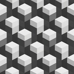 Geometric 3D Cube Pattern   Abstract Black and White Seamless Background