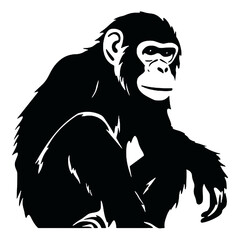 chimpanzee chimp  silhouette vector illustration  transparent background