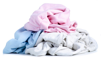 Wall Mural - Pile of clothes on white background isolation