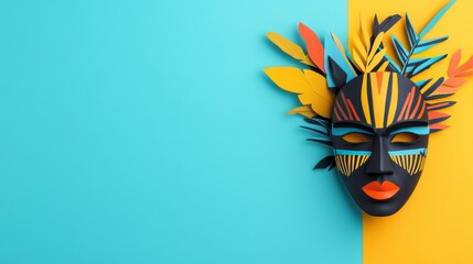 Poster - A whimsical illustration of a traditional African mask, depicting the rich history and symbolism embedded within African art and culture.