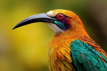 Vibrant Toucan Close-Up Exotic Bird with Iridescent Feathers in Lush Jungle Setting - Serene Wildlife Portrait