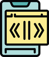 Wall Mural - this color icon depicts a smartphone showing a web page with left, right and down arrows, perfect fo