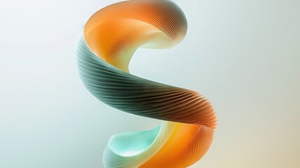 Poster -  Orange, green, blue spiral on white background