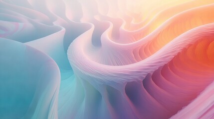 Wall Mural -   A close-up of a digital image featuring white and pink swirls against a blue, pink, and orange backdrop