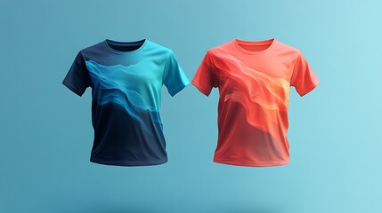 Wall Mural - Two t-shirts with abstract design on blue background.