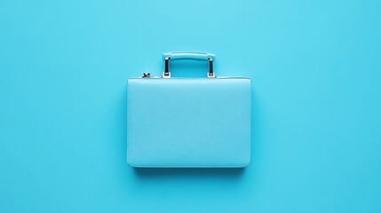 Wall Mural - Blue briefcase on a blue background.