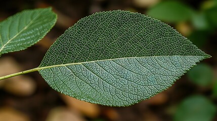 Canvas Print -   Close-up of green leaf with blurred background of leaves