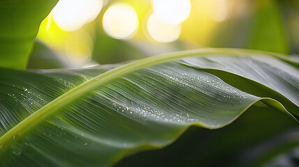 Wall Mural -   A close-up of a large green leaf with a white flower in its center and a smaller white flower on top