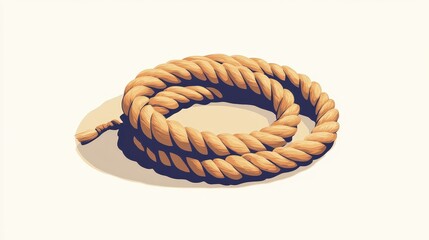 Colorful Circular Rope Design on Tabletop - Minimalist Flat Vector Illustration