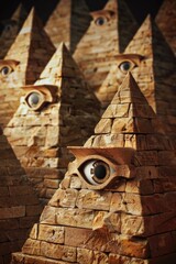 Wall Mural - ancient egyptian pyramids with glowing eyes, perfect for mystical or mysterious themes